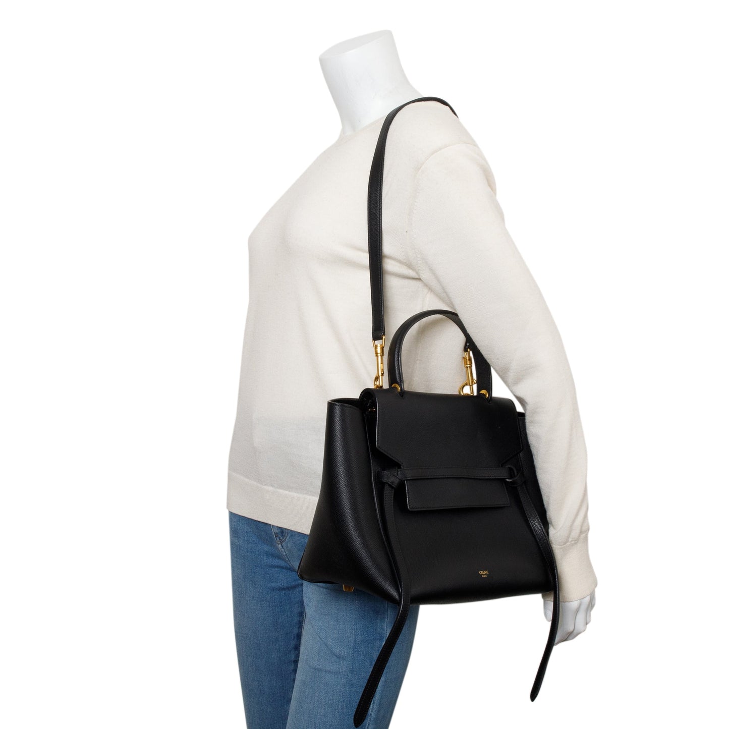 Celine Black Grained Calfskin Leather Mini Belt Bag