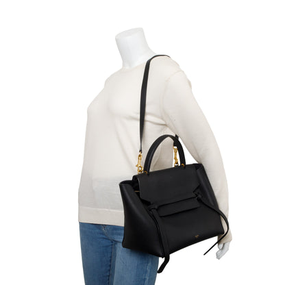 Celine Black Grained Calfskin Leather Mini Belt Bag
