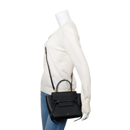 Celine Black Grained Calfskin Leather Nano Belt Bag