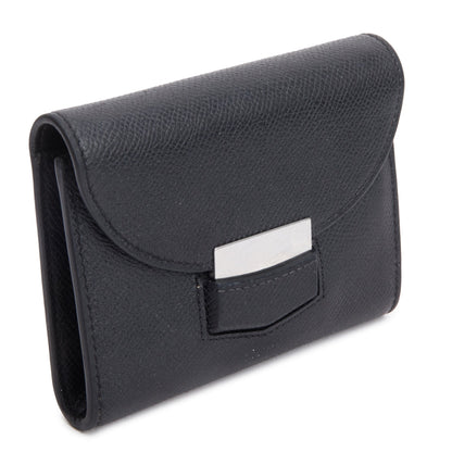 Celine Black Grained Calfskin Leather Small Trotteur Multifunction Wallet