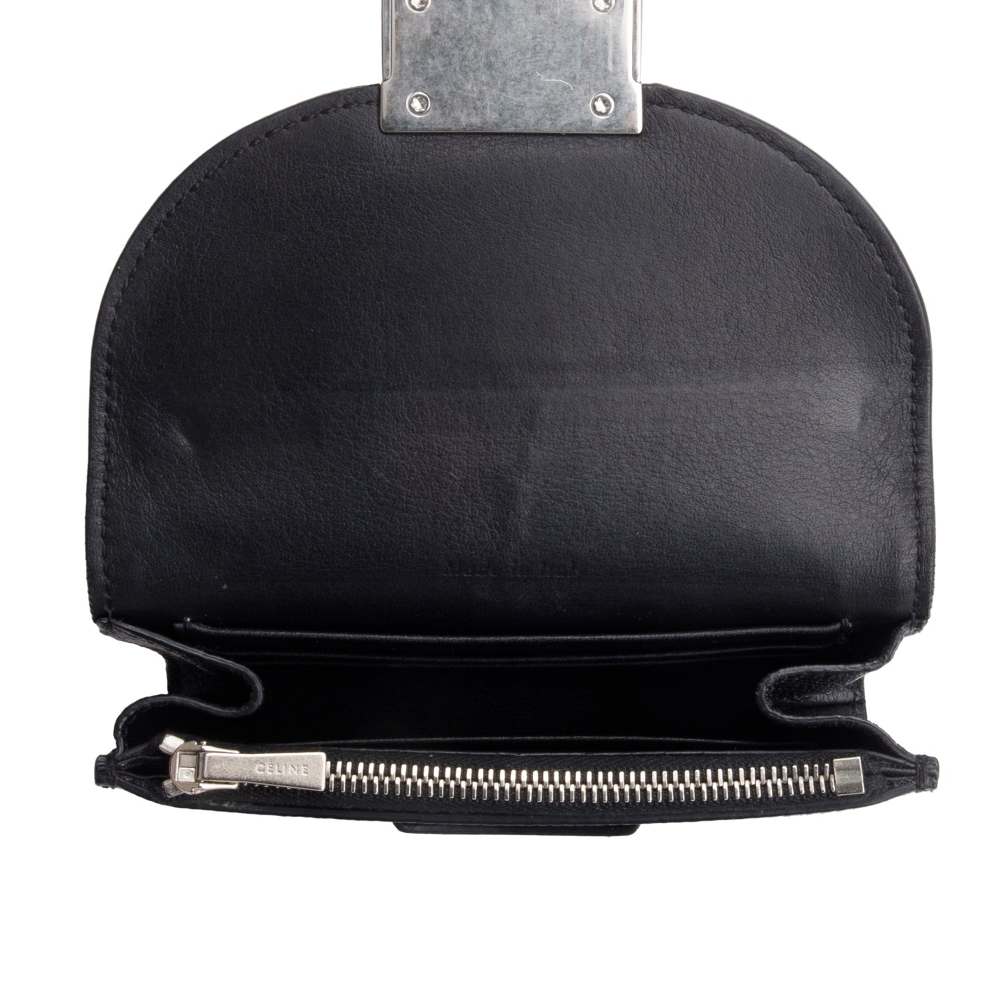 Celine Black Grained Calfskin Leather Small Trotteur Multifunction Wallet