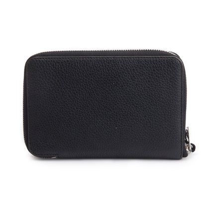Celine Black Grained Calfskin Leather Zipped Compact Wallet