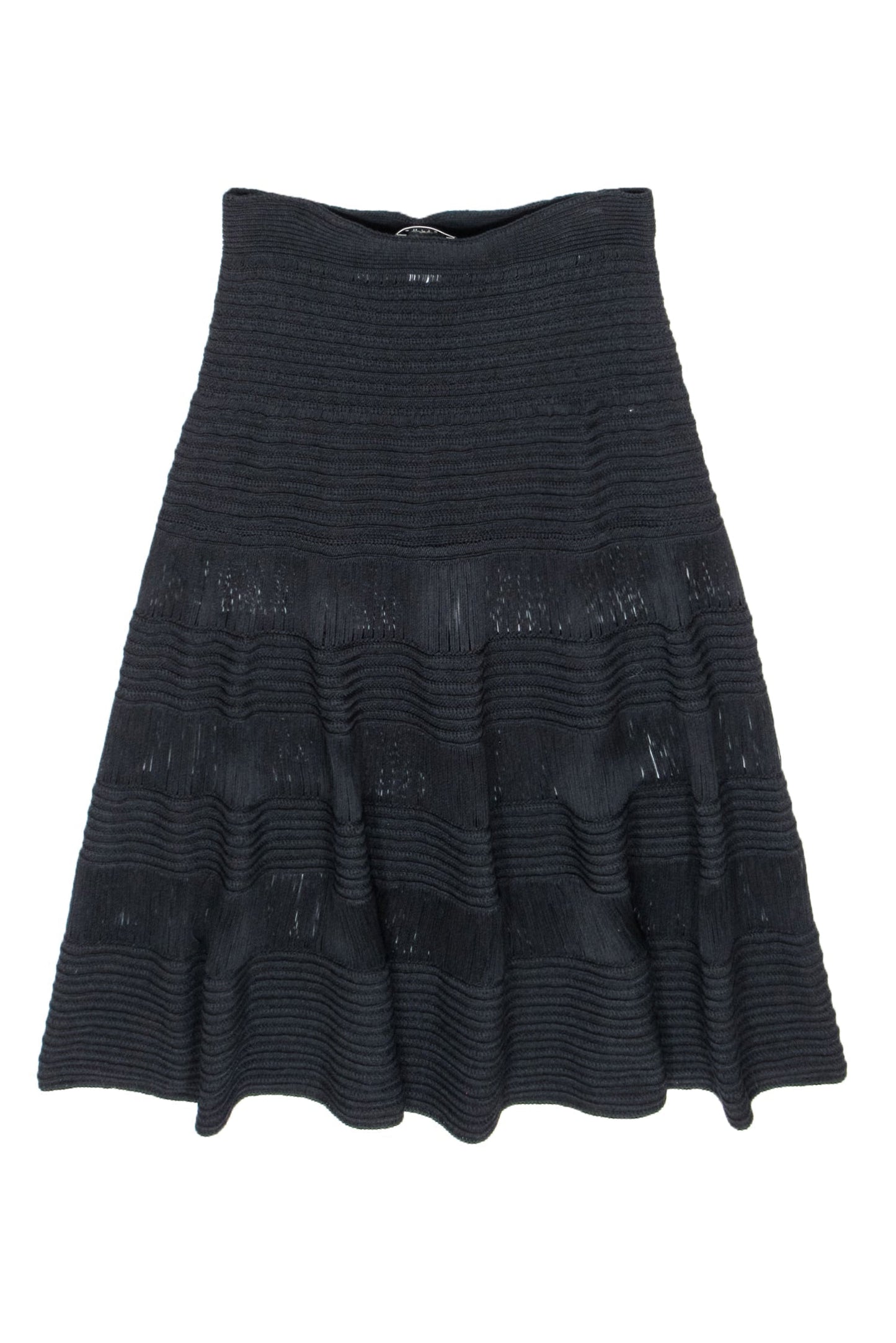 Luxury CELINE - Black Knit Midi Skirt Sz L