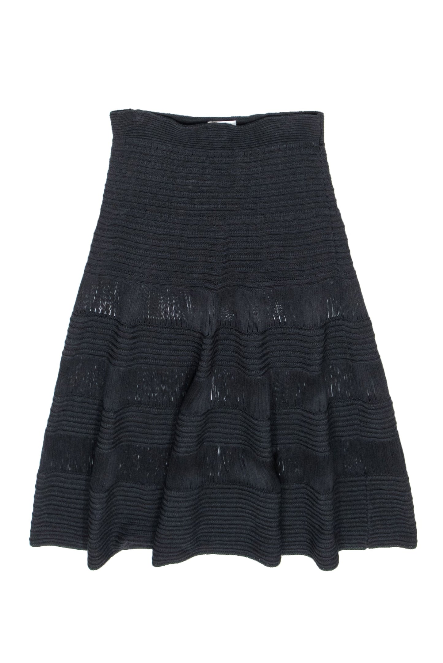 Luxury CELINE - Black Knit Midi Skirt Sz L