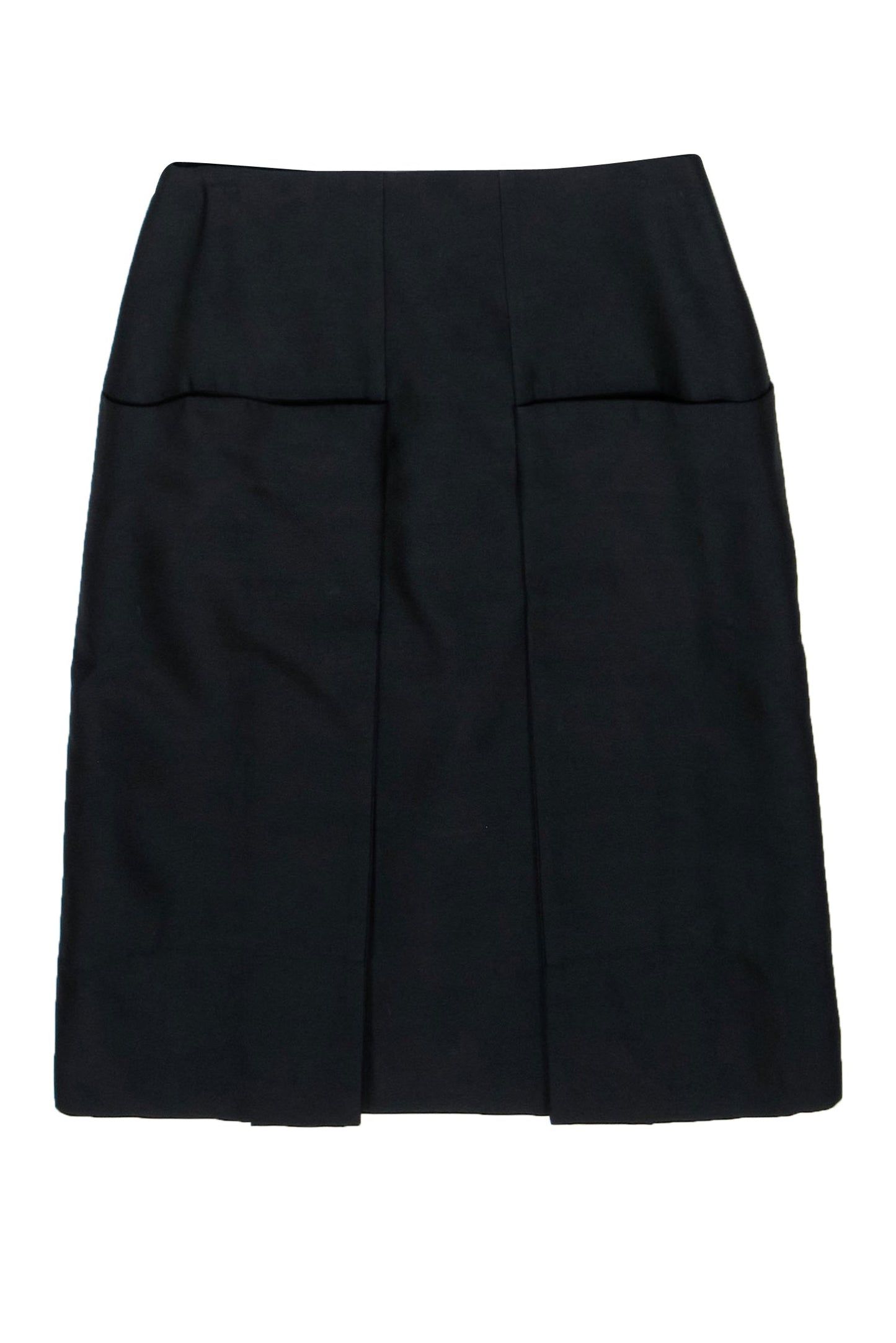 Luxury CELINE - Black Pleated Wool Blend A-Line Skirt Sz 6