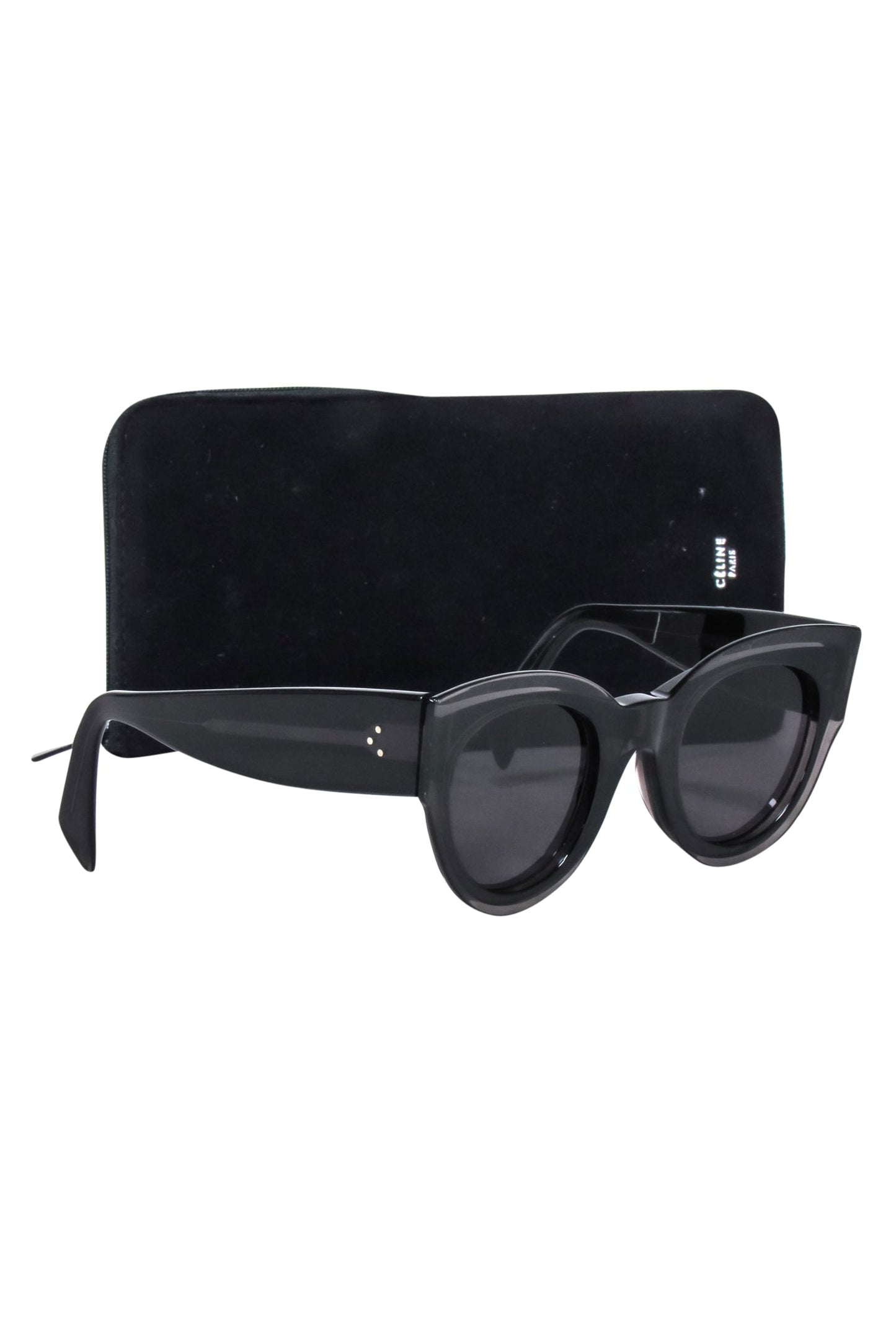 Luxury CELINE - Black Rounded Cat-Eye Sunglasses