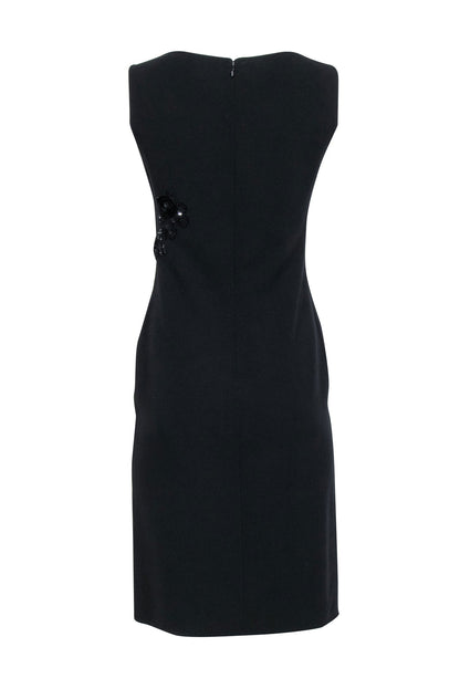 Luxury CELINE - Black Sleeveless Sheath Dress w/ Side Embellishment Detail Sz 6