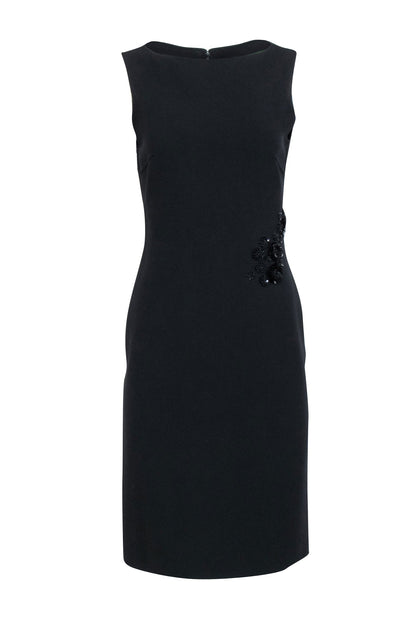 Luxury CELINE - Black Sleeveless Sheath Dress w/ Side Embellishment Detail Sz 6