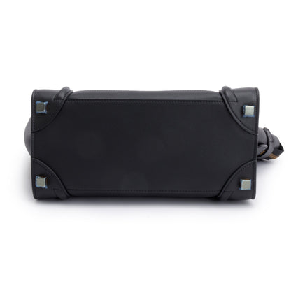 Celine Black Smooth Calfskin Leather Micro Luggage Tote