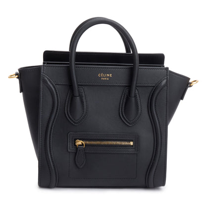 Celine Black Smooth Calfskin Leather Nano Luggage Tote