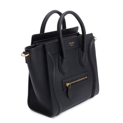 Celine Black Smooth Calfskin Leather Nano Luggage Tote