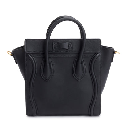 Celine Black Smooth Calfskin Leather Nano Luggage Tote
