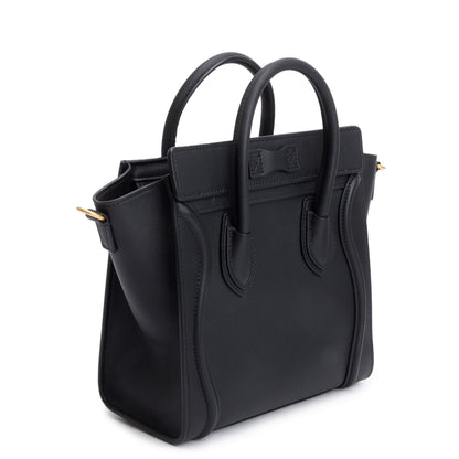 Celine Black Smooth Calfskin Leather Nano Luggage Tote
