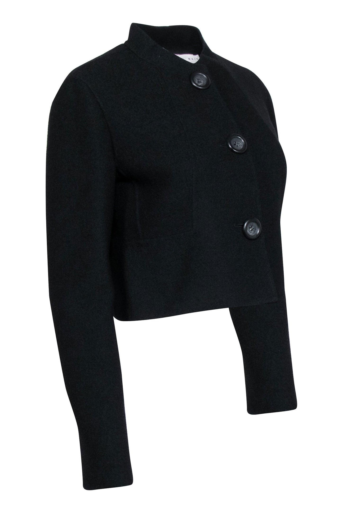 Luxury CELINE - Black Wool Blend Crop Jacket Sz 8