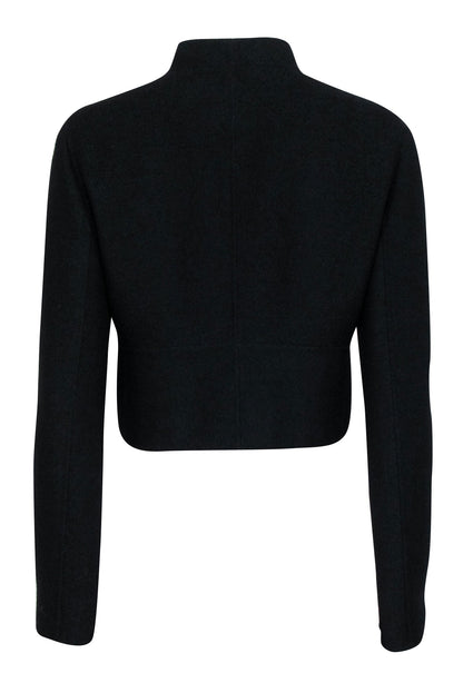 Luxury CELINE - Black Wool Blend Crop Jacket Sz 8