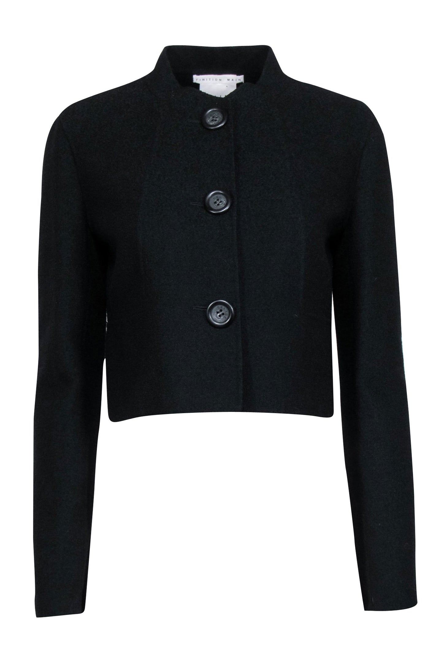 Luxury CELINE - Black Wool Blend Crop Jacket Sz 8