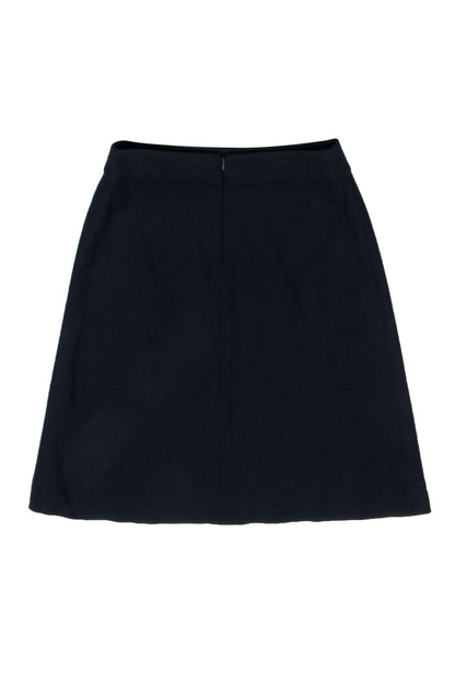 Luxury CELINE - Black Wool Blend Skirt w/ Gold-Tone Hardware Sz 4
