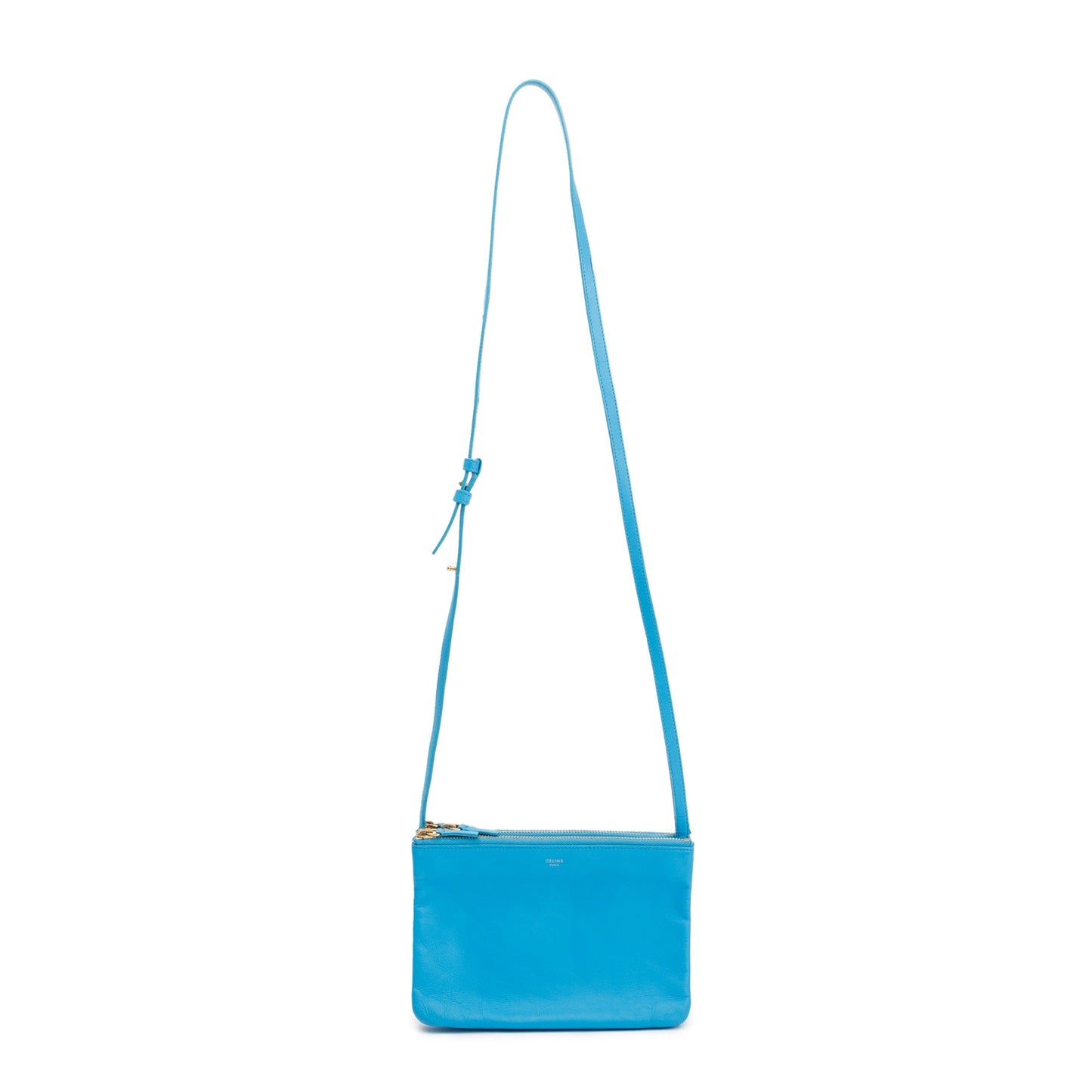Celine Blue Calfskin Leather Small Trio Crossbody Bag