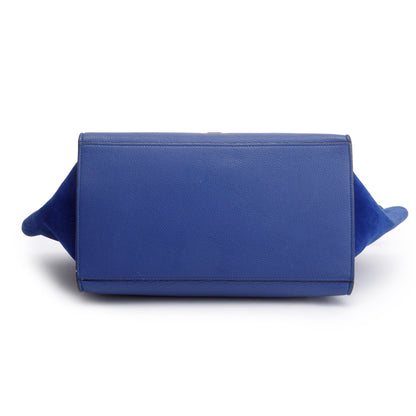 Celine Blue Calfskin Suede Leather Medium Trapeze Bag