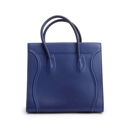 Celine Blue Grained Calfskin Medium Phantom Luggage Tote