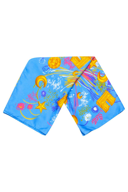 Luxury CELINE - Blue & Multi Color Print Scarf