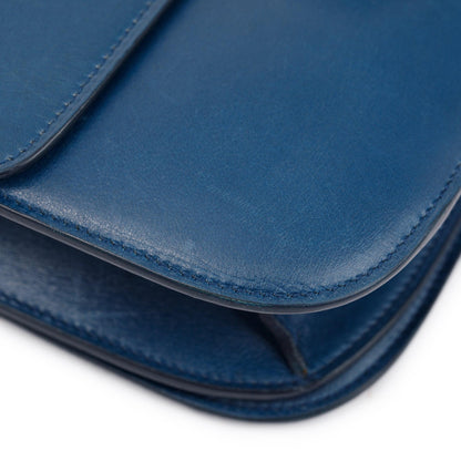 Celine Blue Smooth Calfskin Medium Classic Box Flap Bag