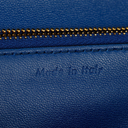 Celine Blue Smooth Calfskin Medium Classic Box Flap Bag