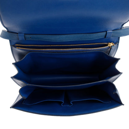 Celine Blue Smooth Calfskin Medium Classic Box Flap Bag