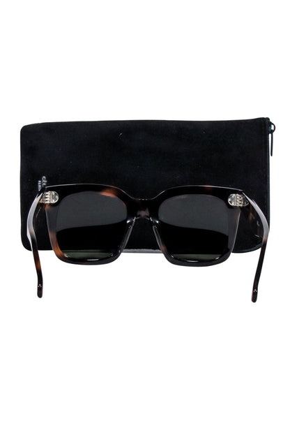 Luxury CELINE - Brown Tortoise Large Square Sunglasses w/ Three Dot Print