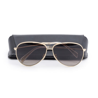 Celine CL40062U Gold Tone Metal Frame 01 Polarized Aviator Sunglasses