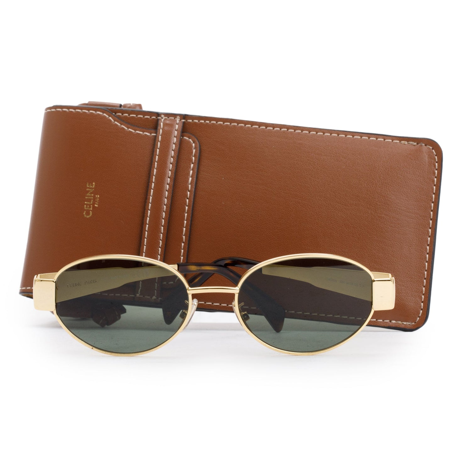Celine CL401235U Gold-Tone Triomphe Metal 01 Oval Sunglasses