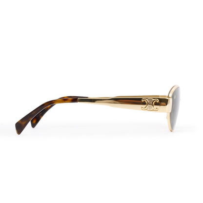 Celine CL401235U Gold-Tone Triomphe Metal 01 Oval Sunglasses