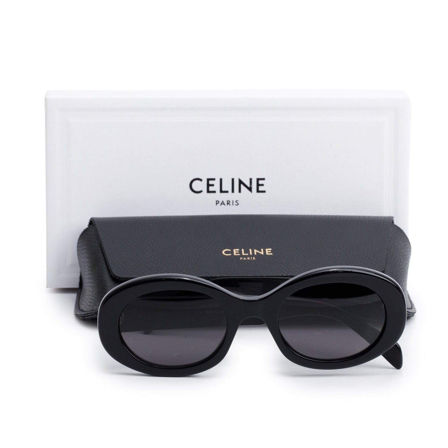 Celine CL40194U Black Acetate Triomphe 01 Oval Sunglasses