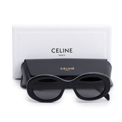 Celine CL40194U Black Acetate Triomphe 01 Oval Sunglasses