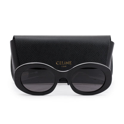 Celine CL40194U Black Acetate Triomphe 01 Oval Sunglasses