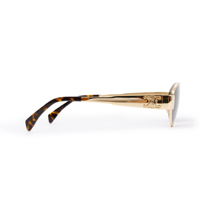 Celine CL40235U Gold-Tone Triomphe Metal 01 Oval Sunglasses