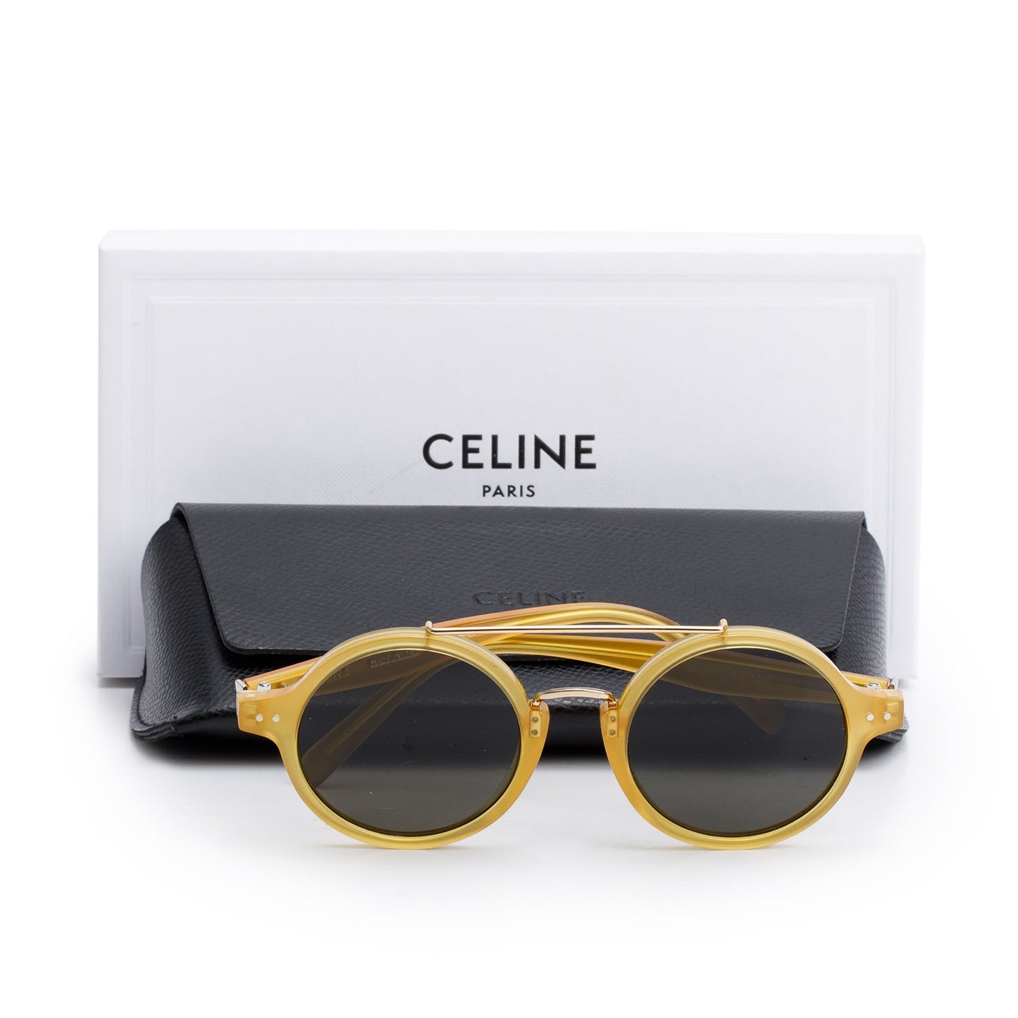 Celine CL41436/S Brown Acetate Thin Ella Round Sunglasses