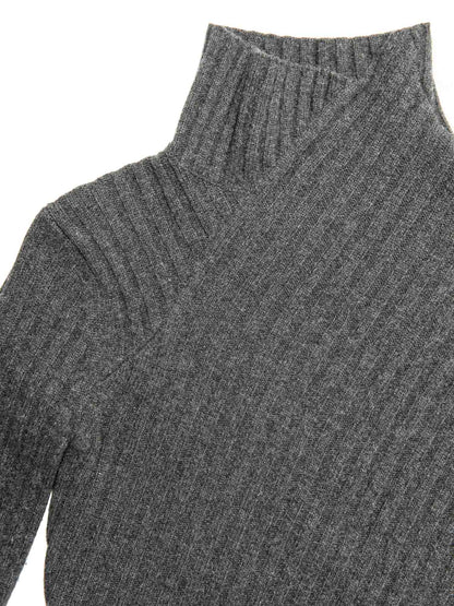 Luxury CELINE Cashmere Asymmetrical Turtleneck Sweater Heather Grey
