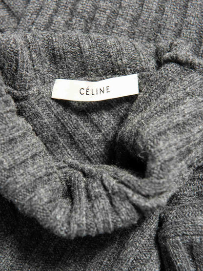 Luxury CELINE Cashmere Asymmetrical Turtleneck Sweater Heather Grey