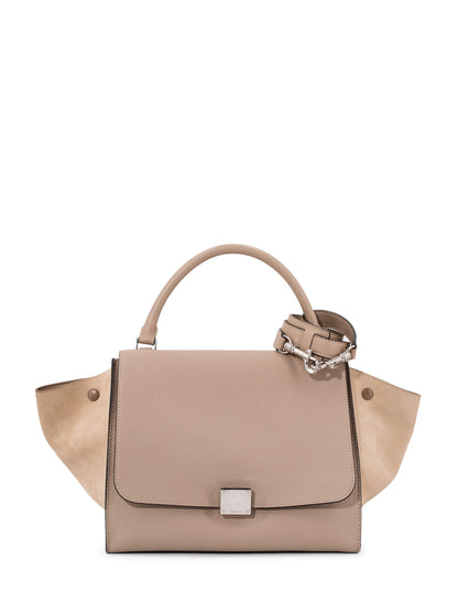 Luxury CELINE Drummed Leather Medium Trapeze Bag Taupe