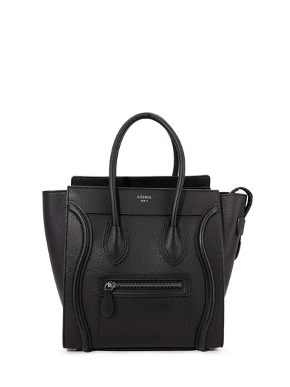 Luxury CELINE Drummed Leather Micro Luggage Bag Black