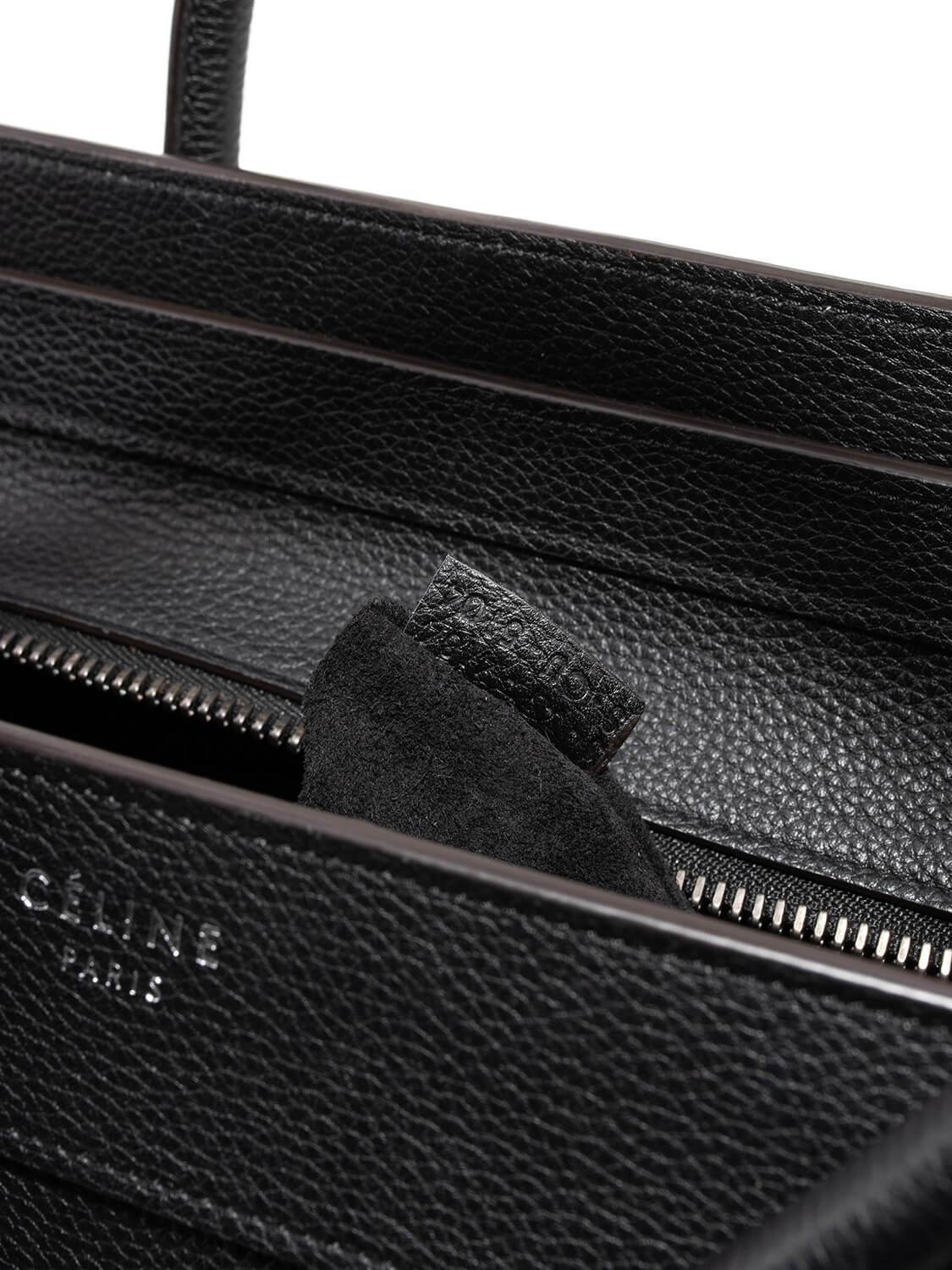 Luxury CELINE Drummed Leather Micro Luggage Bag Black