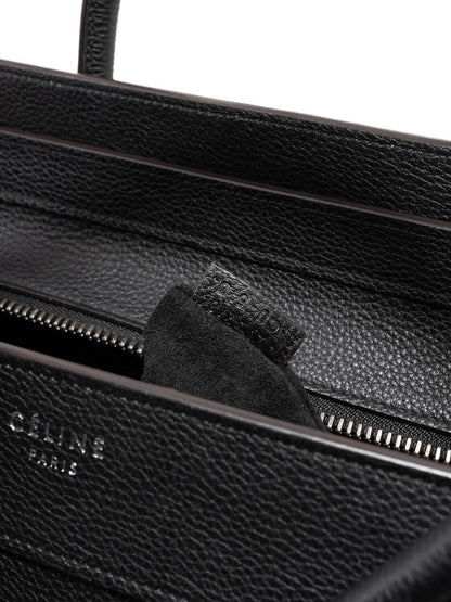 Luxury CELINE Drummed Leather Micro Luggage Bag Black