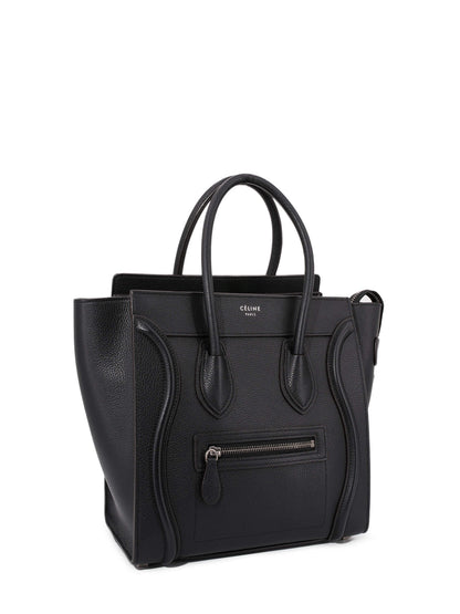 Luxury CELINE Drummed Leather Micro Luggage Bag Black