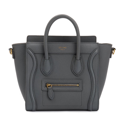 Celine Grey Calfskin Leather Nano Luggage Tote