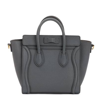 Celine Grey Calfskin Leather Nano Luggage Tote