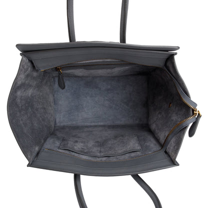 Celine Grey Drummed Calfskin Leather Mini Luggage Tote