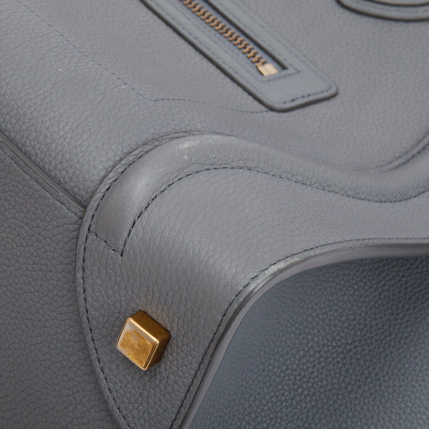 Celine Grey Drummed Calfskin Leather Mini Luggage Tote