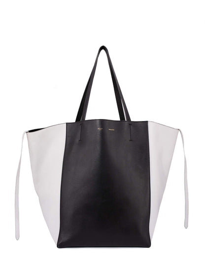 Luxury CELINE Leather Medium Phantom Bag Black White
