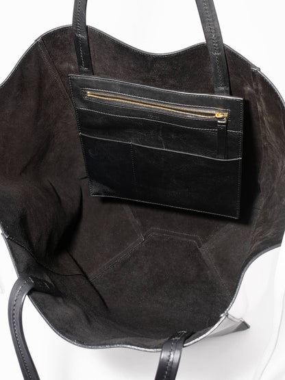 Luxury CELINE Leather Medium Phantom Bag Black White